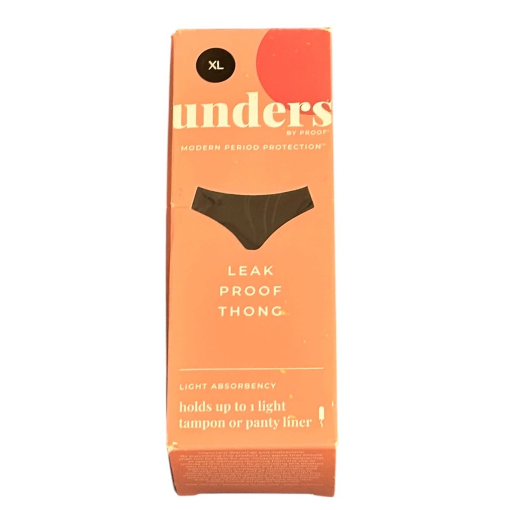 Unders by Proof Leak Proof Thong Black XL Light Absorbency Period Underwear New